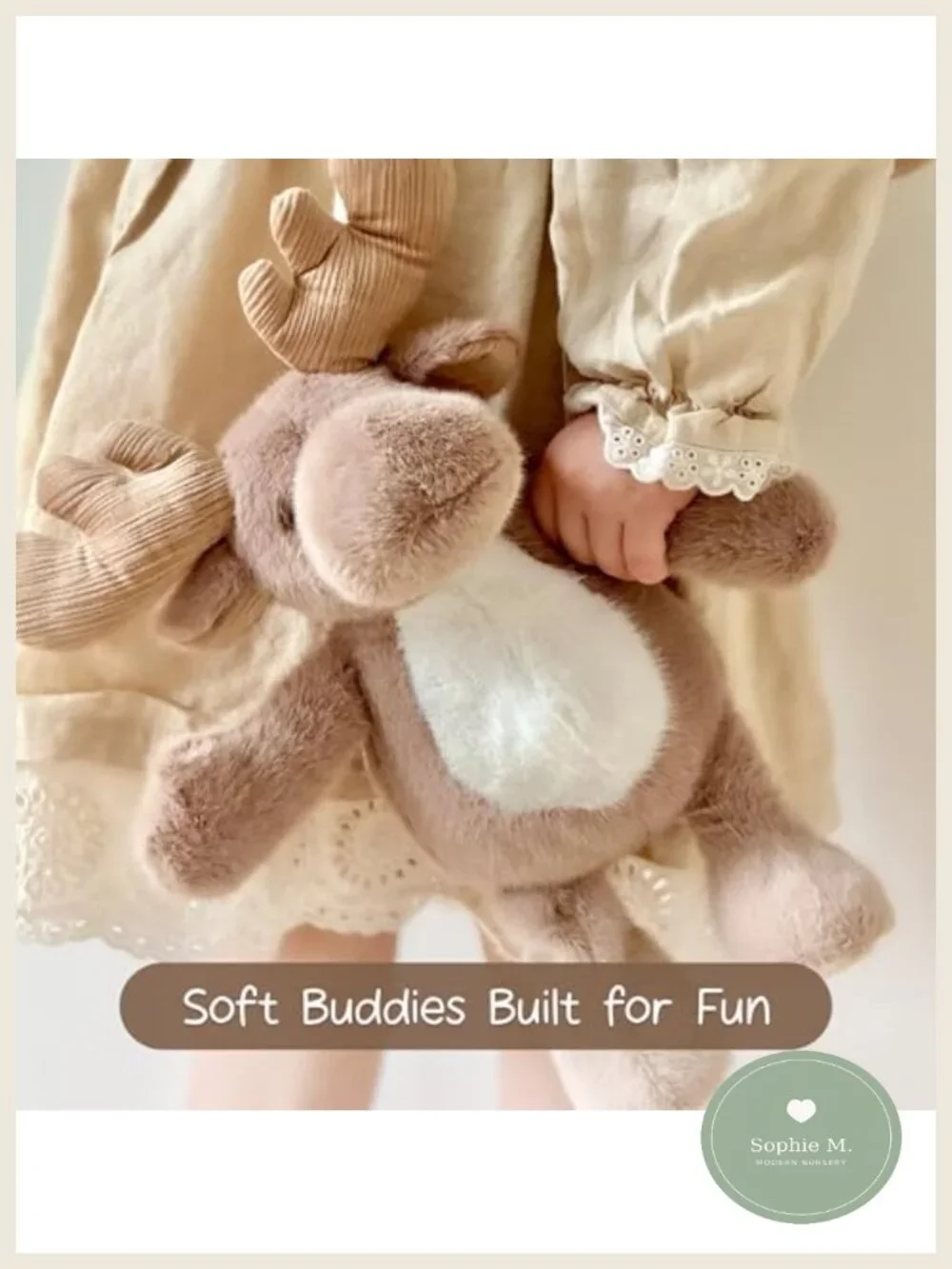 Moonkie Reindeer Toddler Backpack Plush Take-Along Toy Soft Travel Daycare